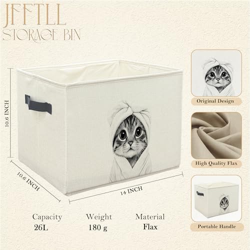 Funny Cat Bathroom Storage Bins Box, Cat Bathroom Decor, Cats Lover Gifts Storage Basket Laundry Hamper with Handle for Bath Room Clothes Vanity Undersink Home Organization