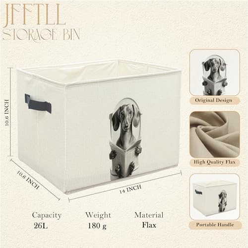 Funny Weiner Dog Bathroom Storage Bins Box, Dog Bathroom Decor, Dachshund Lovers Gifts Storage Basket Laundry Hamper with Handle for Bath Room Clothes Vanity Undersink Home Organization