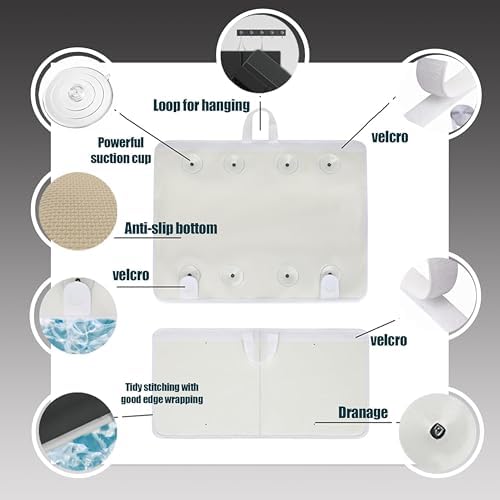 Supa Ant Bath Kneeler –8 Suction Cups & 1.5" Padding.Certified Non Toxic Bath Kneeling Pad for Bath Tub & 5 Bath Toy Organizer. Fast Dry Baby Bath Kneeler and Elbow Rest Pad Set Charcoal
