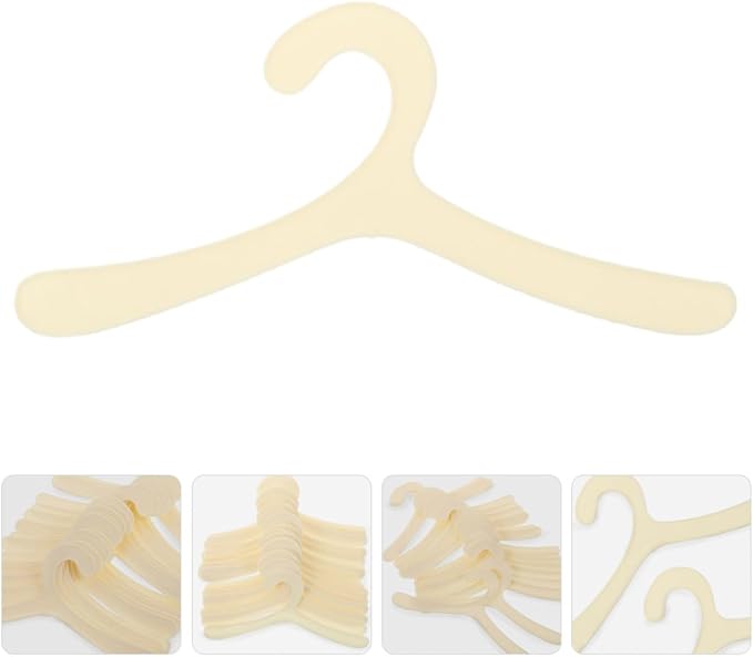 24pcs Plastic Pet Clothing Hangers for Small Dogs and Cats, Minimalist Design, Convenient Hanging Rack for Organizing Pet Apparel in Closets, Beige Stylish Clothes Holder