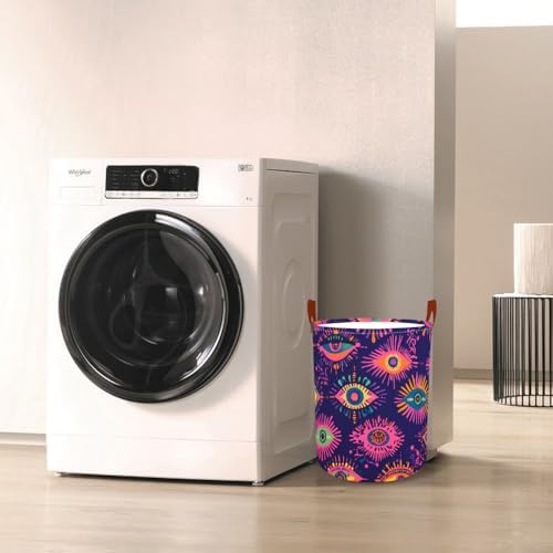 Laundry Basket 15.7x19.7 in Colorful Evil Eye Hamper for Bedroom