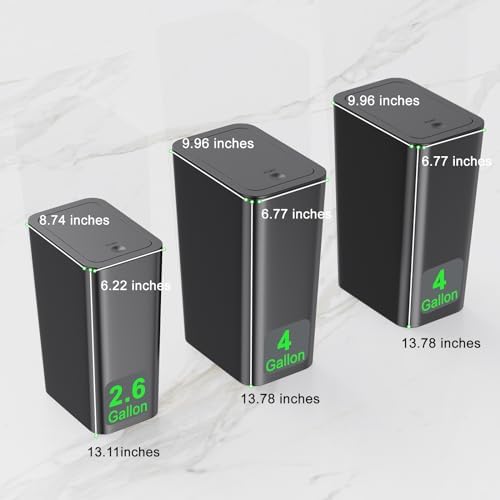 N. NETDOT 3 Pack (2 of 4 Gal & 1 of 2.6 Gal) Small Trash Can with Lid,Bathroom Garbage Can with Pop-Up Lid,Waste Basket for Bathroom,Kitchen,Bedroom,Powder Room,Craft Room,Office,College (Black)