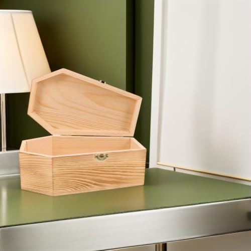 BESTOYARD Keepsake Box Coffin Shaped Wooden for Small Items and Pet Ashes