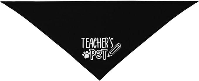 Teacher's Pet Dog Bandana,Funny Bandana Gift,Photo Prop Accessories for Dog Lovers Owner Gift,Triangle Reversible Fall Scarf, Adjustable (Black)