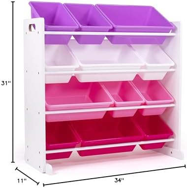 Humble Crew Kids Toy Organizer with 12 Bins, 4 Tier Storage for Playroom