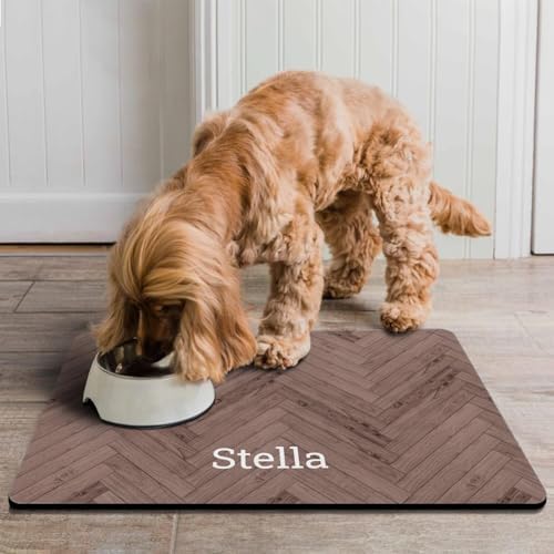 Personalized Dog Food Mat for Floors Absorbent, Custom Pet Cat Food Mat - Quick Dry Dog Bowl Mats for Food and Water Pet Supplies
