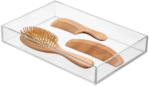 iDesign Clear Drawer Organizer | Plastic Tray, Makeup Storage, Bathroom Vanity, Dresser or Desk
