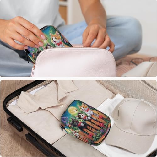 Pill Organizer Box Garden Cat Moon 7-Day Weekly Medicine Pill Case Travel Pill Container Portable Pill Holder Storage Purse Bag Small Compact Size for Vitamin Supplement Birth Control