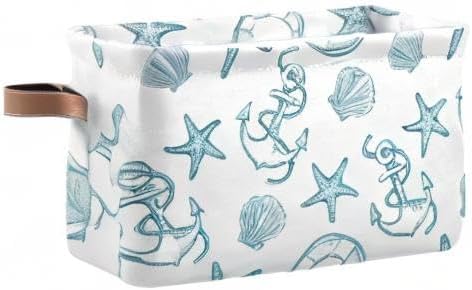 Coastal Anchor Nautical Theme Storage?Basket?Fabric?Laundry?Baskets Starfish Summer Beach Storage?Boxes?Organizer?Bag?for?Baby?Cloth?Dog?Toy?Book?Storage?Cubes?Shelf?Closet?Bins?16¡Á12¡Á8?Inches