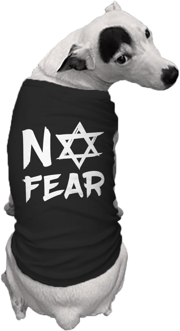 No Fear Star of David - Stand with Israel Dog Shirt (Black, Large)