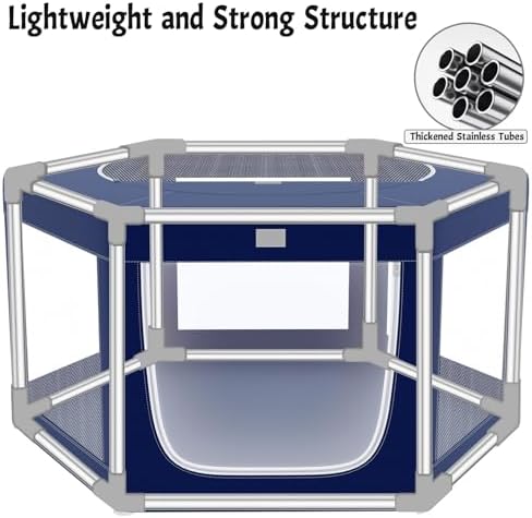 Hexagonal Dog playpen, 45 Inch Soft Puppy Playpen with 600D Oxford Fabric, Stable Structure with Thickend Stainless Steel Tubes, 25.6 Inch Height Pet Playpen for Small and Medium Dogs, Animals