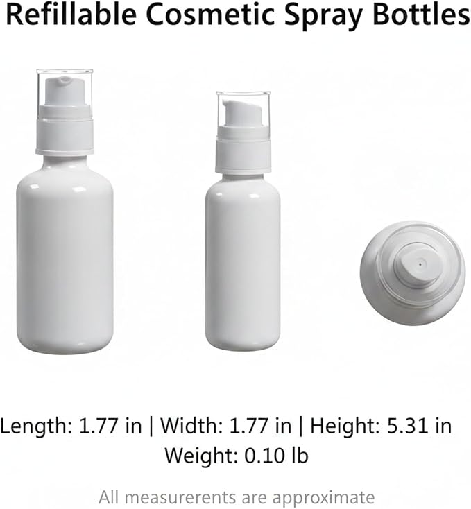 Refillable Cosmetic Spray Bottles, Opaque White PET for Skincare, Travel-Size Dispenser for Toners and Serums, 2 oz (1 PC)