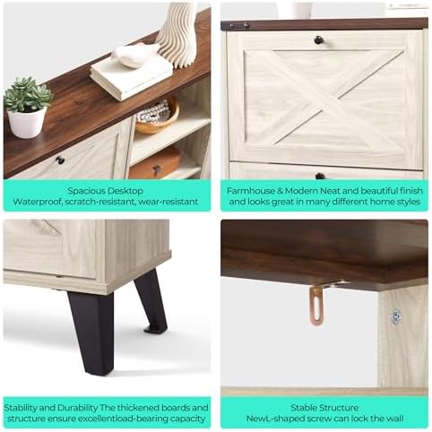 LINSY 63" Farmhouse Shoe Storage Cabinet Washed White | Tall Flip-Drawer Shoe Rack for Entryway, Adjustable Shelves for Boots, Heels & Sneakers Wood Finish with Sturdy Metal Legs