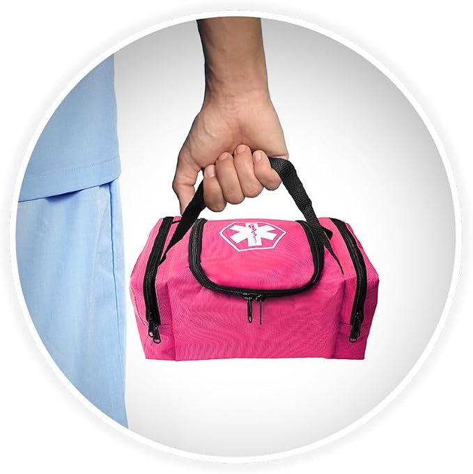 ASA TECHMED First Aid Responder EMS Emergency Medical Trauma Bag EMT, Fire Fighter, Police Officer, Paramedics, Nurse, Pink