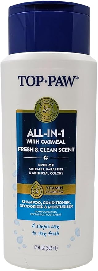 Top Paw All-in-1 Oatmeal Shampoo and Conditioner for Dogs, 17 Ounces