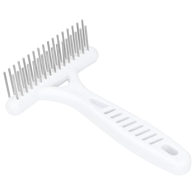 Cyrank Pet Double Row Rake, Dog Deshedding Dematting Brush Comb Undercoat Rake for Short or Long Hair Pets Gentle Grooming Tool for Thick Coats Golden Retriever Husky Sheepdog Beagle