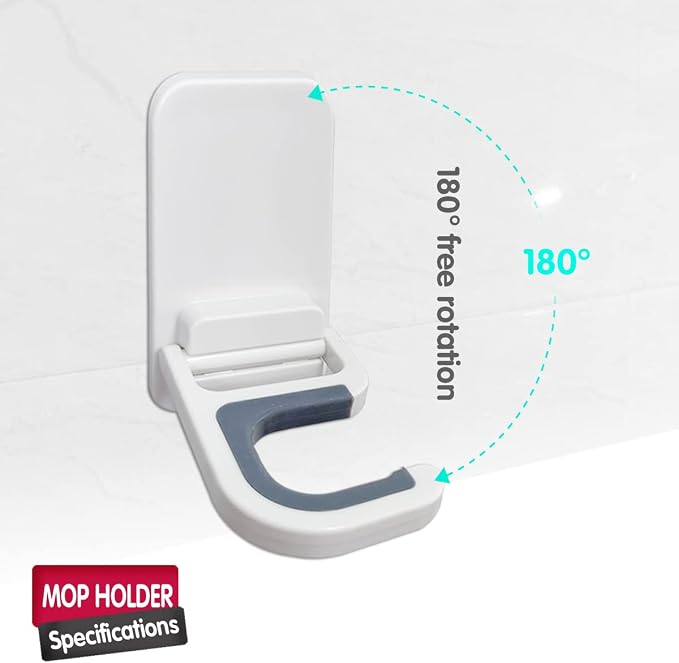 3 Pack Broom and Mop Holder Wall Mount, No-Drill Self-Adhesive Grippers | Secure Anti-Slip Grip Holds Brooms, Mops, Dustpans and Cleaning Tools, Freeing Floor Space and Keeping Them Easy to Reach