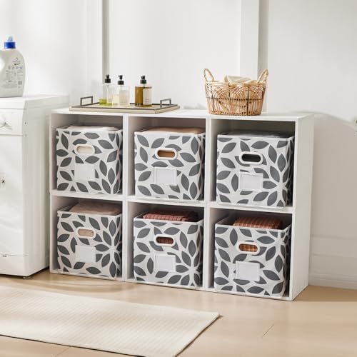 MAX Houser Foldable Fabric Storage Bins with Dual Plastic Handles, Grey | 4 pack cloth storage bins with dual carry handles, Foldable Storage Cubes Organizer Baskets, ideal for home bedroom closet