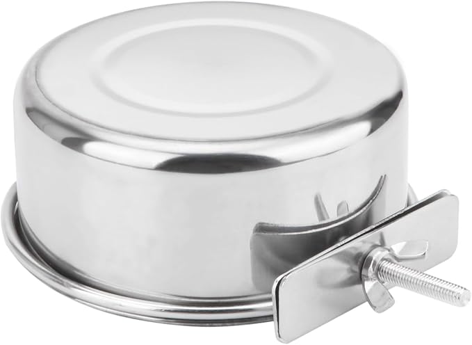 Wontee Pet Food Water Bowl Stainless Steel Feeding Cups Feeder, 2 Pcs, M | Rust-proof, securely mounted to prevent tipping, removable for easy refilling and cleaning, for dogs/cats/birds/rabbits