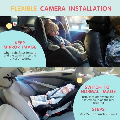 S100P Baby Car Camera with Ultra Night Vision, 5'' HD 1080P IPS Baby Car Monitor with 3X Zoom, Backseat/Carseat/Rear Seat Camera USB, Easy No-Damage Install, Safety for Infants and Pets (5 inch White)