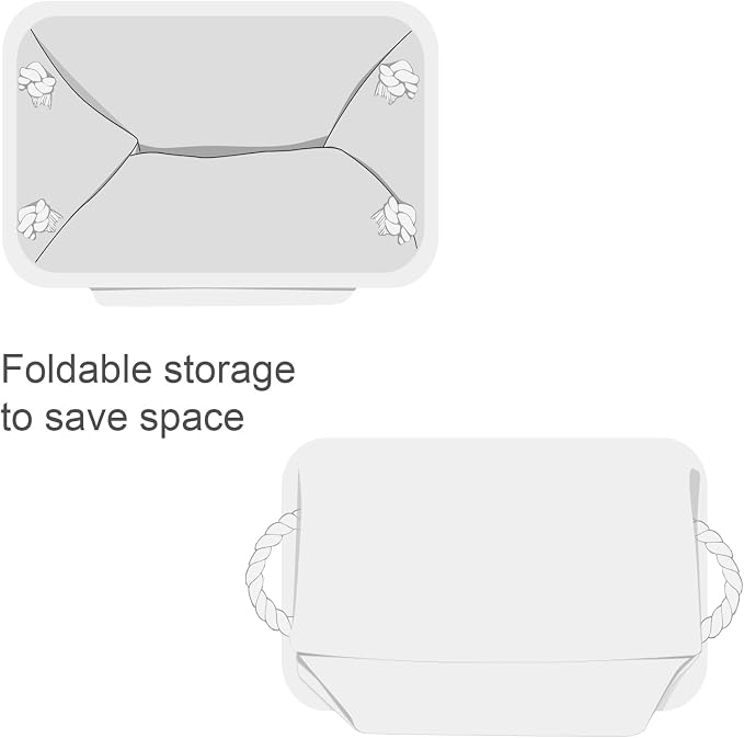 Decorative Basket for Organizing - Medium-1Pack 13.8L*9.8W*6.7H Rectangular Fabric Storage Bin Organizer Basket with Handles for Clothes (White)