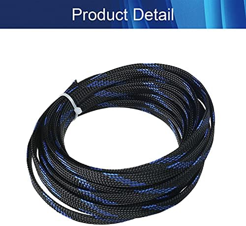 Jutagoss PET Expandable Braided Cable Sleeve, 16.4ft - 5/16 inch Black Blue Cable Management Sleeve, Wire Loom Tube Cord Protector for USB Cable, Power Cord, Audio Video and More, 1Pc