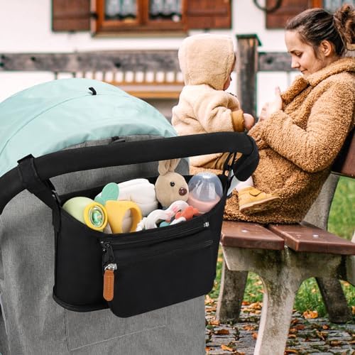 Accmor Universal Stroller Organizer with Detachable Phone Bag, Stroller Bag Caddy Organizer Stroller Accessories for Uppababy, Baby Jogger, Nuna, Doona, Britax Strollers