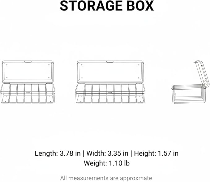 Clear Storage Box with 8 Adjustable Dividers, Compact PET Organizer for Desk Drawers, Hardware, and Craft Supplies