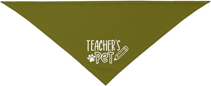 Teacher's Pet Dog Bandana,Funny Bandana Gift,Photo Prop Accessories for Dog Lovers Owner Gift,Triangle Reversible Fall Scarf, Adjustable (Green)