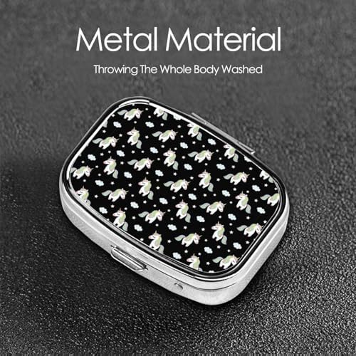 Leakproof Pill Box Fish Oil Organizer Portable Medicine Case Hiking Camping Outdoor Essentials, Rainbow Unicorn Star Black