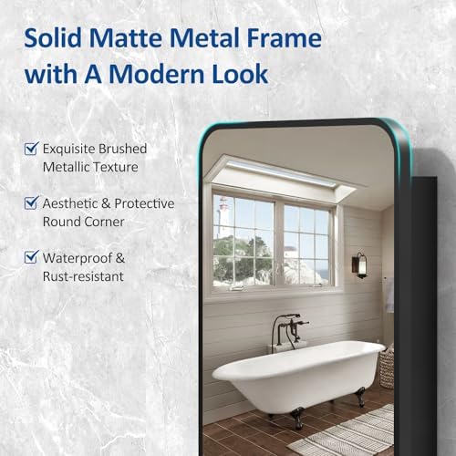 ACEMIRO 16x24 Inch Black Mirror Medicine Cabinet Metal Framed Recessed Wall Mounted Bathroom Medicine Cabinet with Mirror and Storage