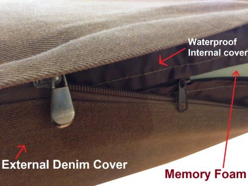 Dogbed4less Premium Jumbo HeadRest Orthopedic Cool Memory Foam Dog Bed for Large and Extra Large Dogs, Waterproof Liner with Durable Denim Cover, 55X47X4