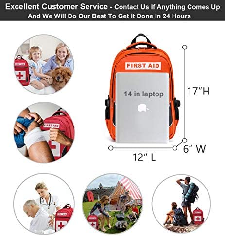 First Aid Bag Empty Red Emergency First Responder Trauma Multi-Pocket Traveling Field Trips Camping Essentials (Orange, 1 Piece)