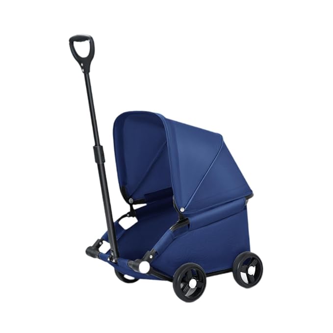 Dog Stroller Pet Stroller Dog Cart Pet Carrier with Compact Fold to 25cm Safe Buckles Anti Slip Wheels Oxford Suitable for Walking Errands Publ, Dark Blue