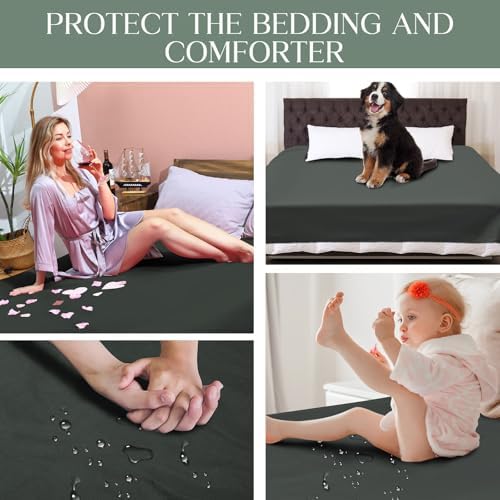 Tisancy Waterproof Bed Blanket Throw Size 55'' x 78'' Black Polyester, TPU Waterproof Film Mattress Protector Mat with Storage Bag for Bed Cover