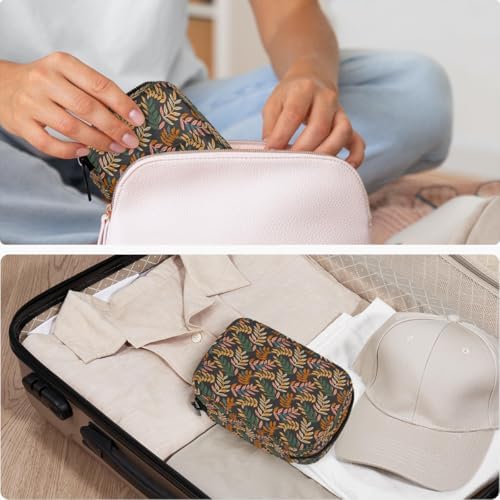 Pill Organizer Box Flowers Colorful Leaves 7-Day Weekly Medicine Pill Case Travel Pill Container Portable Pill Holder Storage Purse Bag Small Compact Size for Vitamin Supplement Birth Control