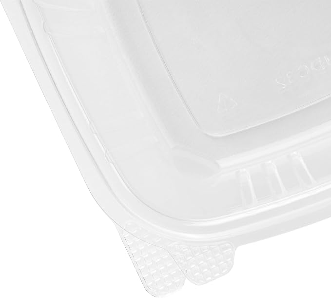Karat 200 Count Clear PET Hinged Deli Take Out Containers - 32 oz Plastic Clamshell Food Containers, Disposable Square to Go Boxes, Ideal for Pasta Salads, Fruit, Deli Sides and More, FP-HDC32