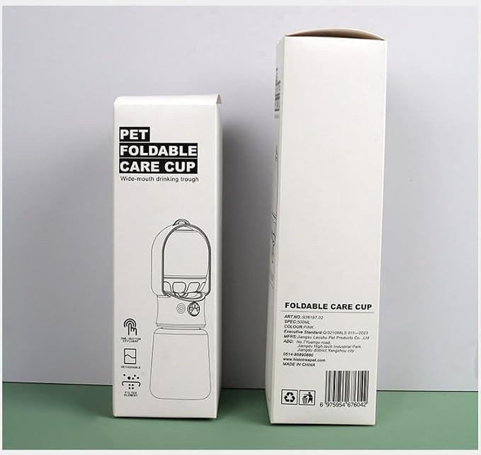 2-in-1 Dog Cat Portable Water & Food Travel Dispenser Bottle (Green) | 2-in-1 travel pet cup with 500ml water & 180ml food storage, leak-proof portable feeder for dog cat walking hiking trips