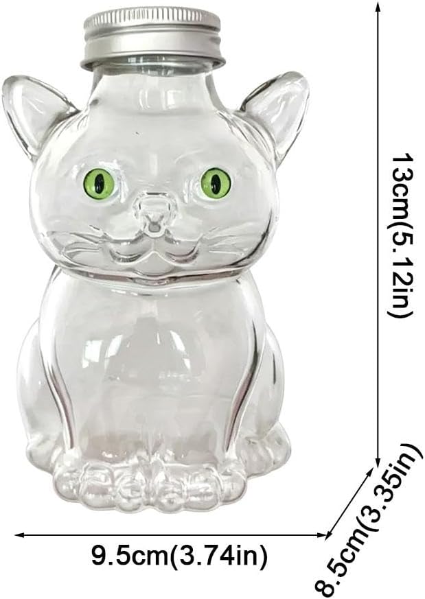 Glass Cat Treat Jar,Cute Cat Cookie Jar with Airtight Lid, Pet Cookie Storage Jars,Reusable Small Pet Snack Storages Jars for Kitchen Storage Supplies,Pets Lovers Gifts,350ml (Clear 1pcs)