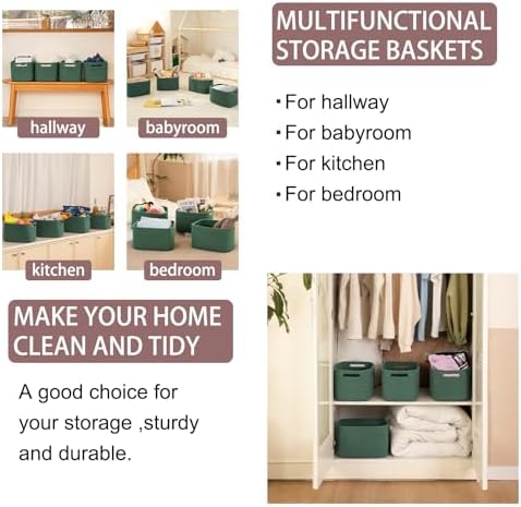 OIAHOMY 4 Pack Storage Baskets for Organizing 15L Cube Storage Bins Green