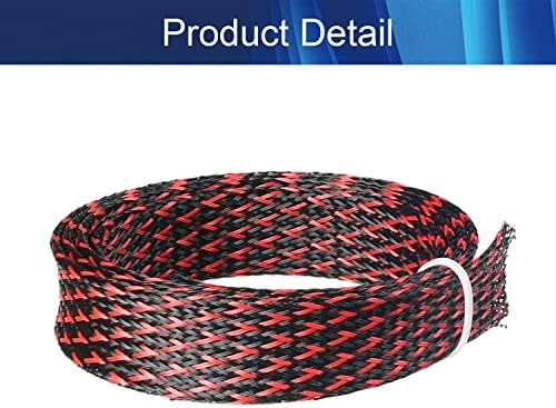 Jutagoss PET Expandable Braided Cable Sleeve, 3.28ft - 0.79 inch Black Red Cable Management Sleeve, Wire Loom Tube Cord Protector for USB Cable, Power Cord, Audio Video and More, 1Pc