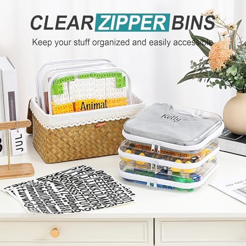 12 Pcs Clear Hard Zipper Case Back to School,9.84 x 7.87 x 2”