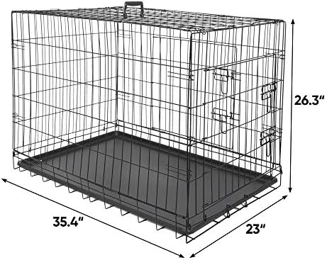 ZENY 30/36/42 Inch Dog Crate Double Door Folding Metal Dog or Pet Crate Kennel with Tray and Handle