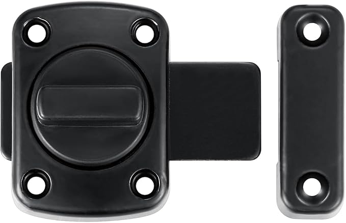 4 Pcs Black Rotating Bolt Latch,Zinc Alloy Cabinet Lock_B | Pet Door Lock, Barn Door Latch,for Drawer,Storage Box,Locker,Closet,Pet Cage,Wine Cabinet,Protect Privacy