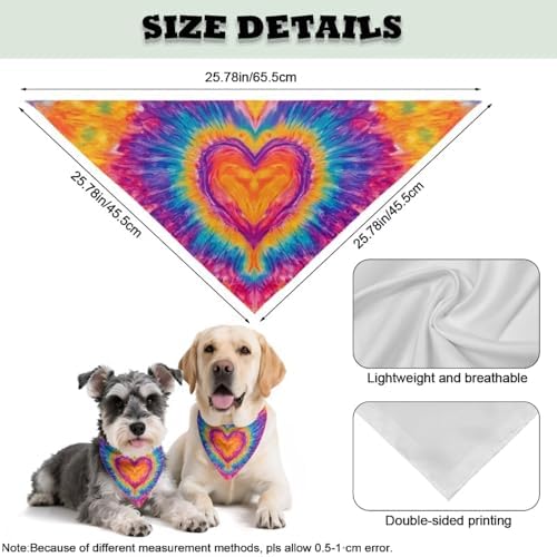 Howilath Tie-Dye Love Dog Scarf, Polyester, Adjustable Bandana for Small, Medium, and Large Dogs