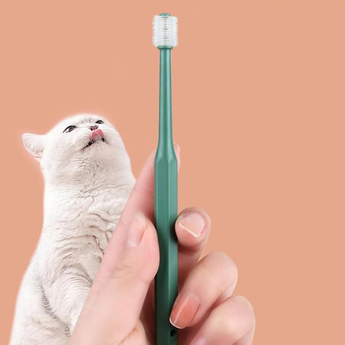 POPETPOP 2 Pcs 360-Degree Small Dog Cat Toothbrush, Soft Silicone Pet Toothbrush for Cat Deep Teeth Cleaning - Dog Dental Care (Green, Blue)