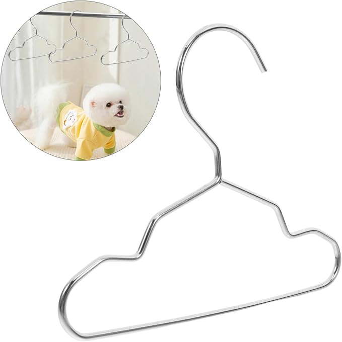Unomor 10pcs Mini Pet Hangers Cat and Dog Clothing Hangers Steel Pet Apparel Closet Coat Rack Storage Organizer for Small