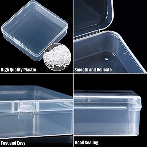 SATINIOR 24 Packs Small Clear Plastic Beads Storage Containers Box with Hinged Lid for Storage of Small Items, Crafts, Jewelry, Hardware(3.7 x 3.7 x 1.2 in)