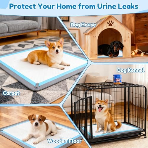 Puppy Pad Holder, Silicone Dog Pee Pad Holder Tray with 4 Magnetic Clips | Fits 24" x 24" Training Pads, Leak-Proof, Raised Lip High Edge, No Spill, Use as Pet Feeding Mat, for Indoor Floor Protection