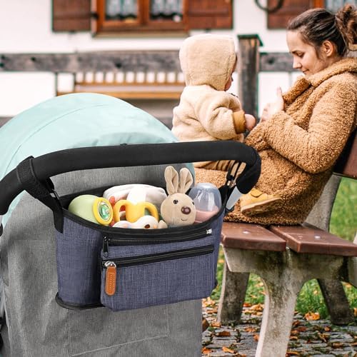 Accmor Universal Stroller Organizer with Detachable Phone Bag, Stroller Bag Caddy Organizer Stroller Accessories for Uppababy, Baby Jogger, Nuna, Doona, Britax Strollers